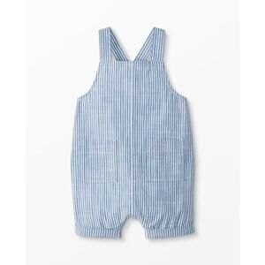 Hanna Andersson Baby Summer Shortall Cotton Muslin Ticking Stripe blue white